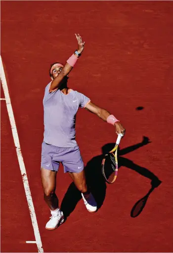  ?? (BARCELONE, 16 AVRIL 2023/PAU BARRENA/AFP) ?? Le précédent match sur terre battue de Rafael Nadal remontait à 681 jours. Il s’agissait d’une finale de Roland-Garros, où il n’avait laissé aucune chance à Casper Ruud.