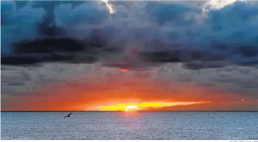  ?? ELVIRA URQUIJO A. / EFE ?? La nube convectiva originada por el volcán de Cumbre Vieja, en el amanecer de ayer en La Palma.