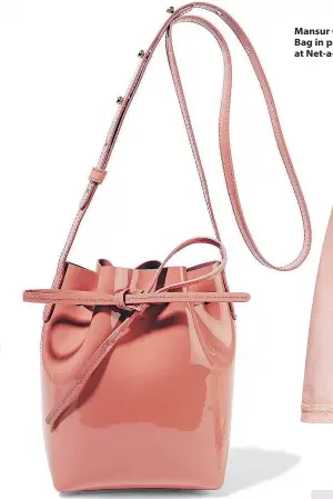  ??  ?? Mansur Gavriel Mini Mini Bucket Bag in patent leather, US$345 at Net-a-Porter.