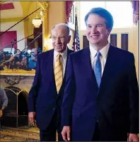  ?? AP/SUSAN WALSH ?? Supreme Court nominee Brett Kavanaugh (right) is escorted by Sen. Charles Grassley, R-Iowa, during a visit with Republican leaders Tuesday on Capitol Hill.