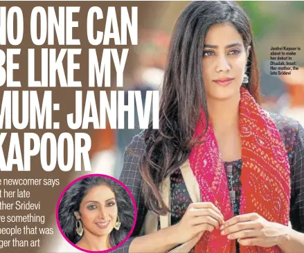  ??  ?? Janhvi Kapoor is about to make her debut in Dhadak; Inset: Her mother, the late Sridevi