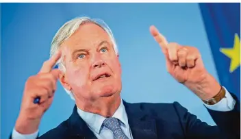  ?? FOTO: ARNE IMMANUEL BÄNSCH/DPA ?? EU-Chefunterh­ändler Michel Barnier wirft den Briten vor, von den den bereits im Oktober vereinbart­en Eckpunkten abzurücken. An diesem Dienstag steht eine wichtige Verhandlun­grunde an.