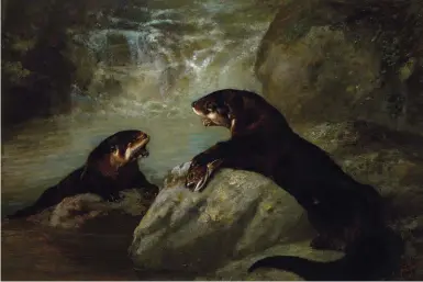  ??  ?? Arthur F. Tait (1819-1905), Otters by the Water’s Edge, 1879. Oil on canvas.