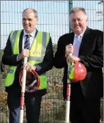  ??  ?? Minister Paul Kehoe and school principal Lee Rogers at the sod turning ceremony for the new St Patrick’s Special School.