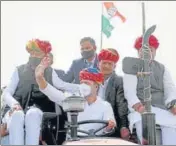  ?? PTI ?? Congress leader Rahul Gandhi during a farmers’ rally in Ajmer district of Rajasthan on Saturday.