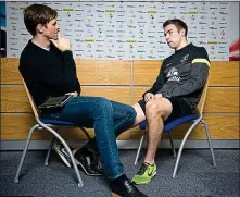  ??  ?? TWO TEAM PLAYERS: Seamus Coleman, right, speaking to Mail on Sunday columnist Kevin Kilbane in 2015