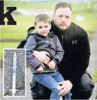  ?? Dominic Salter ?? Steven Barsted with his son, Alfie, in Weston Park. Inset: The needle Alfie found