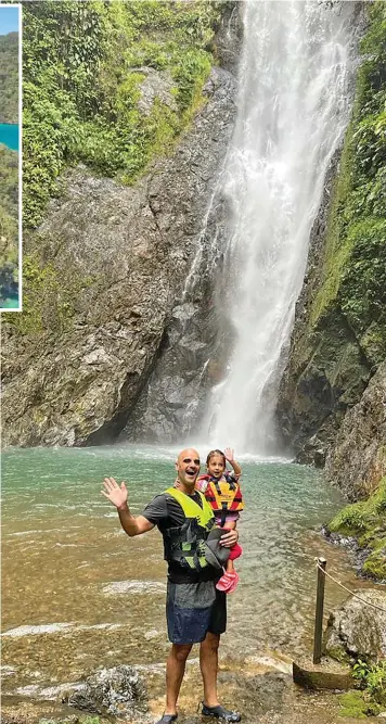  ?? ?? ANZ country head Rabih Yazbek with his daughter at a waterfall in Navua.