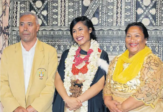  ??  ?? Fuakava Tanginoa, with father Uili Uluakiaho Tanginoa and mother Losiane Tanginoa, says she wants to help improve care for Pacific Islanders.