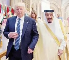  ?? Ansa ?? Alleati di ferro Trump con re Salman Abdulaziz che ha nominato successore il figlio 30enne Mohammed