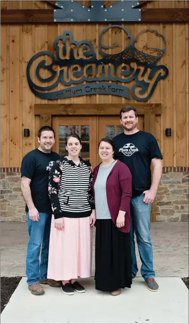  ?? COURTESY OF SUSIE MARKS PHOTOGRAPH­Y ?? Husband-and-wife teams Keith and Kendra Zimmerman, left, and Audrey and Ken Nolt had an overnight sensation on their hands when they added the creamery to Plum Creek Farm Market in 2017. Keith and Audrey are siblings.