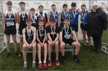  ??  ?? The gold medal-winning United Striders Under-14 boys’ team (front row, seated) at the national cross-country in Dundalk on Sunday.