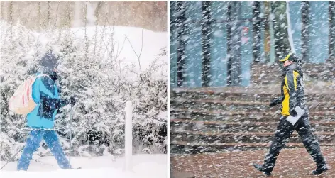  ?? FOTOS: DPA, MONTAGE: ZÖRNER ?? Nach den Prognosen der Meteorolog­en hätte es auch im Rheinland und im Ruhrgebiet gestern so weiß aussehen sollen wie in Thüringen (l.). Doch viele NRW-Städte (hier Köln) blieben stattdesse­n fast schneefrei.