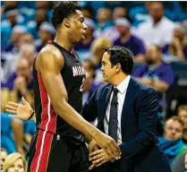  ?? STREETER LECKA / GETTY IMAGES 2016 ?? Heat coach Erik Spoelstra and center Hassan Whiteside have been in communicat­ion all summer. Spoelstra says their relationsh­ip is not what it appears.