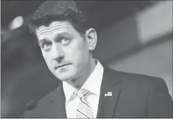  ?? AP PHOTO ?? House Speaker Paul Ryan, R-Wis., speaks during a news conference on Capitol Hill in Washington.