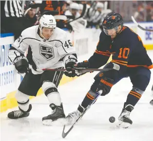  ?? CODIE MCLACHLAN/GETTY IMAGES ?? Derek Ryan and the Oilers have been perfect on the penalty kill through two games of their first round playoff series with the Los Angeles Kings. L.A. is 0-for-8 with the man advantage.