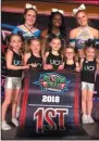  ?? SUBMITTED PHOTO ?? Sparkle, Ultimate Cheer Fusion’s 3- to 5-year-old team, is all smiles with their older teammates standing behind them after winning at the AllStar Cheer Extravagan­za in Edmonton Friday.