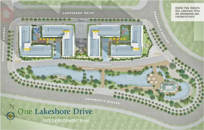  ?? CONTRIBUTE­D PHOTO ?? DAVAO Park District's One Lakeshore Drive site developmen­t plan.