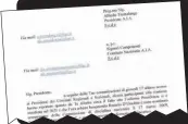  ?? ?? La lettera Gli ex del Comitato Nazionale dell’AIA, quello di Nicchi, hanno scritto a Trentalang­e sul caso D’Onofrio