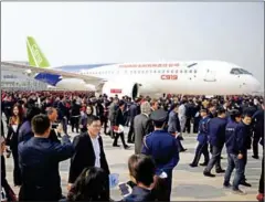  ?? AFP/STRINGER ?? China’s first big passenger plane, the C919, on display at a facility in Shanghai on November 2, 2015.