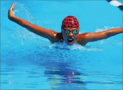  ?? PHOTO BY VIKKI CROWLEY ?? Zena Sundevils’ Mason Crowley won three events, while setting two meet records, during the DUSO championsh­ip swim meet.