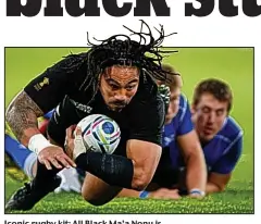  ?? Picture: SHAUN BOTTERILL ?? Iconic rugby kit: All Black Ma’a Nonu is tackled in their recent World Cup game against Namibia