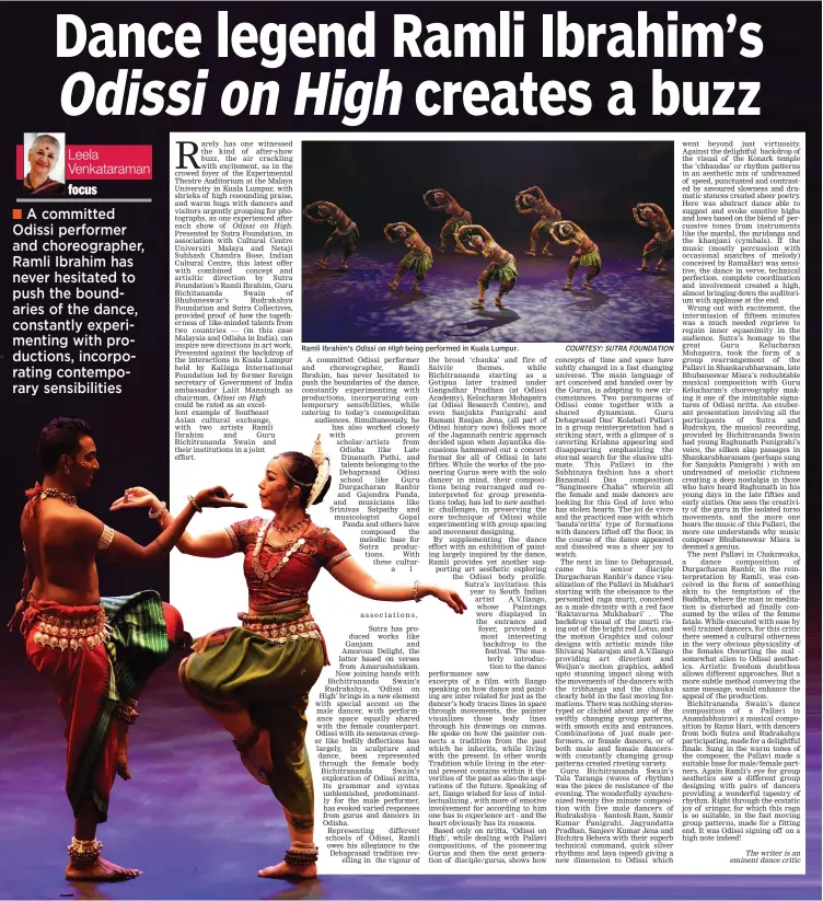  ?? COURTESY: SUTRA FOUNDATION ?? Ramli Ibrahim’s Odissi on HIgh being performed in Kuala Lumpur.