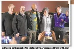  ??  ?? In March, enthusiast­ic Woodstock 50 participan­ts (from left) Alan Zweibel Andy Bernstein, Common, Michael Lang and John Fogerty looked forward to reprising the iconic show in upstate New York, but the whole thing fell apart Wednesday, doomed by scheduling and production troubles.