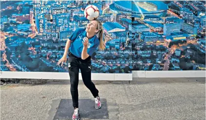  ??  ?? Tricky: Crystal Palace’s Ashleigh Goddard shows off her skills near Wembley Stadium