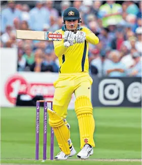  ??  ?? Hitting out: Marcus Stoinis made 110 from 145 balls in Australia’s win at Hove