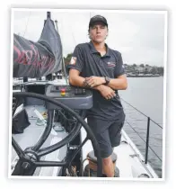  ?? ?? Ryan Ewings at Birkenhead Point Marina in Sydney on board super maxi Scallywag. Picture: Richard Dobson