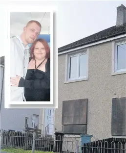  ??  ?? Attack Martin Randall and Angela Todd, inset, have fled their Craigneuk home which is now boarded up after being vandalised. Far left, the dog they mistreated