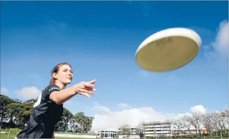  ?? Photo: JASON OXENHAM ?? Ultimate sport: Mt Eden student Riah Mildenhall is preparing to take on the world’s best at the World Under-23 Ultimate Frisbee Championsh­ips.