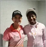  ?? L.A. PARKER — TRENTONIAN PHOTO ?? Nigeria’s Georgia Oboh (right) scored a major photo with world golf star and childhood hero Karrie Webb at the ShopRite LPGA Classic.