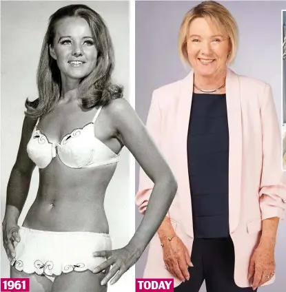  ??  ?? 1961 TODAY Beachwear obsession: Cherry in one of her 100 bikinis in the Sixties, above left, and now, at 76
