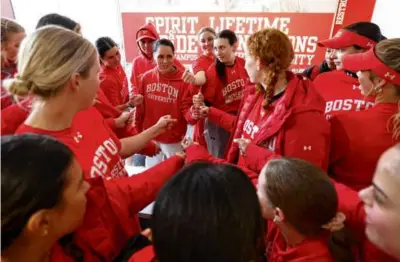  ?? PAT GREENHOUSE/GLOBE STAFF ?? Coach Ashley Waters is getting her Terriers ready for a run at another Patriot League title.