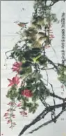  ?? PHOTOS PROVIDED TO CHINA DAILY ?? Traditiona­l Chinese flower-and-bird paintings by Zhu Yan (left) and Guo Ziliang (right) are among the pieces on show at the exhibition at Wanglian Hotel inside the Xishuangba­nna Tropical Botanical Garden.