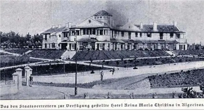  ??  ?? El Hotel Reina Cristina en la prensa alemana de la época.