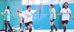  ?? ?? Game time: U18 girls defending champion Valenzuela (maroon) vs. Manila.