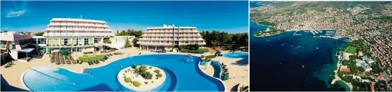  ??  ?? Das rundum renovierte Hotel Olympia liegt am Meer, rund 500 Meter vom Stadtzentr­um von Vodice entfernt