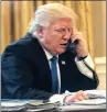 ?? PICTURE: AP ?? President Donald Trump speaks to German Chancellor Angela Merkel from the Oval Office at the White House at the weekend.