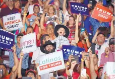  ?? ROBERTO E. ROSALES/JOURNAL ?? Trump supporters react during Monday night’s rally at the Santa Ana Star Center.