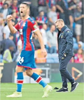  ??  ?? Bemused: Dean Smith, the Aston Villa manager, reflects on their disallowed goal