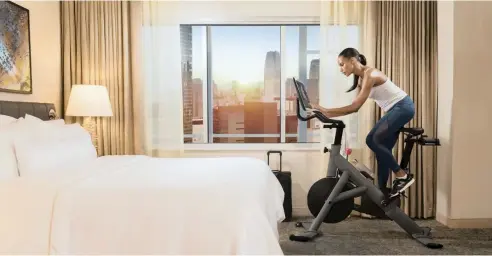  ??  ?? GUESTS at some Westin Hotels can use a Peloton bike in their own room.|Westin Hotels &amp; Resorts.