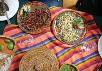  ?? EMMA YARDLEY ?? Dishes of chinicuile­s (red agave worms) and escamoles (ant larvae) are served up as delicacies at El Hidalguens­e, one of several trendy restaurant­s that are turning Mexico City into a gastronomi­cal destinatio­n.