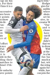  ??  ?? Struggle: Fulham’s Ruben Loftus-cheek (left) and Jairo Riedewald, of Crystal Palace, tussle for the ball
