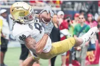  ?? STEPHEN M. DOWELL THE ASSOCIATED PRESS FILE PHOTO ?? Wide receiver Chase Claypool was Notre Dame’s leading receiver in 2019, with 66 catches for 1,037 yards and 13 TDs.