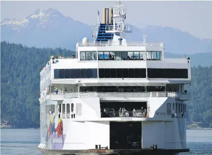  ?? — MARK VAN MANEN/PNG FILES ?? B.C. Ferries has said that, due to physical space limitation­s, the new provincial rules amending regulation­s for no-smoking buffer zones around workplace doorways, intakes or open windows mean that all vessels must become smoke-free.