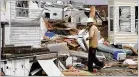  ?? TOM COPELAND / AP ?? Linemen work Thursday to restore power after a tornado hit Emerald Isle, N.C., as Hurricane Dorian moved up the coast.