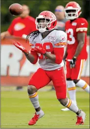  ?? AP/CHARLIE RIEDEL ?? Kansas City cornerback Tremon Smith (Central Arkansas) has impressed the Chiefs coaching staff with his time of 4.38 seconds in the 40-yard dash. The Chiefs are considerin­g using him as a kickoff returner.